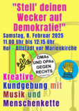 Plakat Kundgebung Omas und Opas gegen Rechts in Hof am 8.2.2025